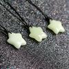 Jade Glow-in-the-Dark Star Lucky Pendant Necklace Set Adjustable Rope Sporty/Cute Style for Outdoor Adventures & Music Festivals
