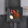 3 Stück Schwarze Kunststoff-Steakplatte Einfarbige Quadratische Abendessen-Snackplatte Sushi Steak Barbecue BBQ Gebäck Obstschale Kuchenplatten