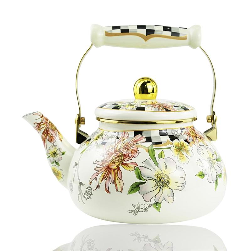 

A95I-Tea Kettle Pot For Stovetop Floral Enamel Porcelain Teapot Hot Water Coffee Kettle Pot Kitchen Decor