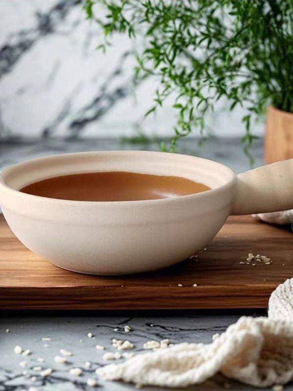 High-Temperature Resistant Unglazed Single-Handle Earthenware Clay Pot for Rice and Noodles