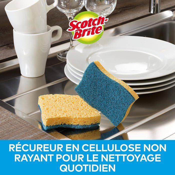 Scotch-Brite Delicate Éponge à Récurer en Cellulose non Rayante , 10 Pièces - Tampon à Récurer Très Absorbant, Bleu - Anti-rayures