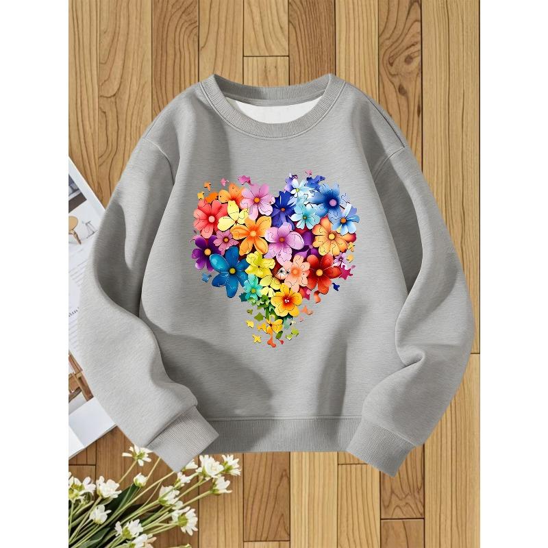 European Sizes Kids' Round Neck Sweatshirt with Fashionable Print, a Versatile Top