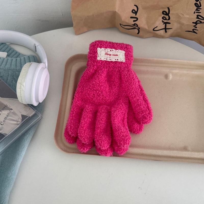 Soft Fleece Knit Winter Gloves Women Touchscreen Compatible Fingerless Warm Outdoor Cycling Student Style
