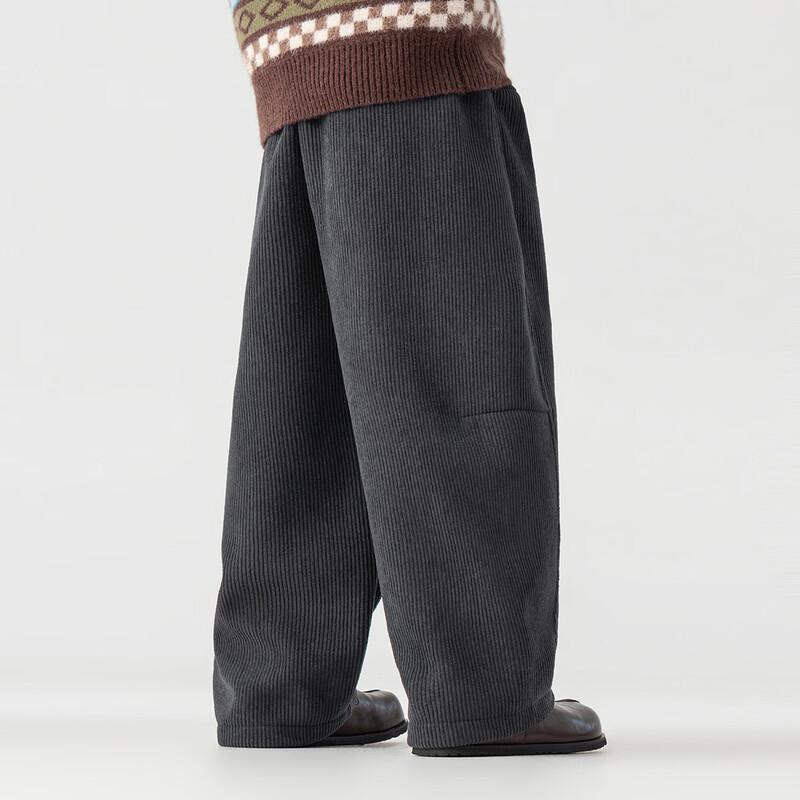 Boys' Fleece-Lined Corduroy Wide-Leg Casual Pants