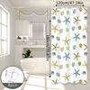 Starfish Fun Pattern Shower Curtain, Fresh Ocean Style Bathroom Partition Curtain, Great Item For Rental House Renovation And Bathroom Soft Decoration