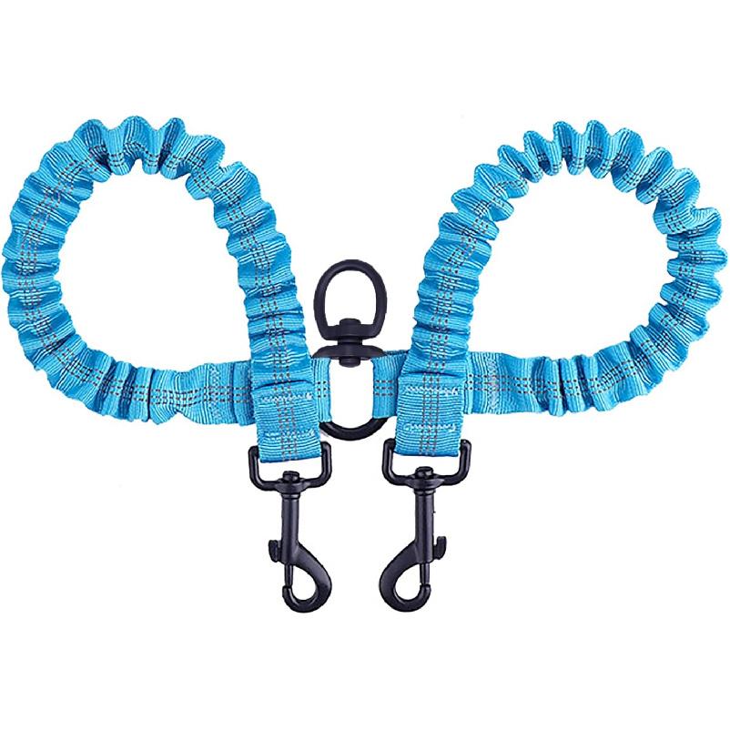 BAOBOTE Pet Double Dog Leash, Shock Absorbing Reflective Bungee Lead Walk 2 Dogs with Ease, 360° Swivel No Tangle Double Dog Walking & Training