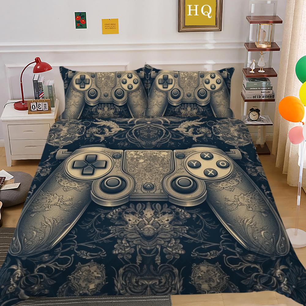 Set da letto 3D con stampa di console di gioco per la casa, moda ragazzo, copriletto taglia singola, set copripiumino, poliestere, tessili per la casa
