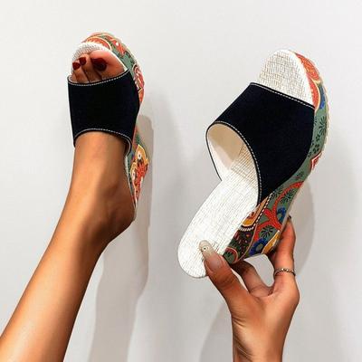 Drag-heel Thick-soled Shoes One-line Fish-mouth Flip-flops Large-sized Sexy Height-increasing Slippers