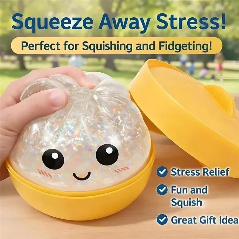 Juguete de Peluche de Bollo al Vapor de Caja Sorpresa con Caja Bolas Suaves Sensoriales para Apretar para Niños Adultos Juguete para Aliviar el Estrés