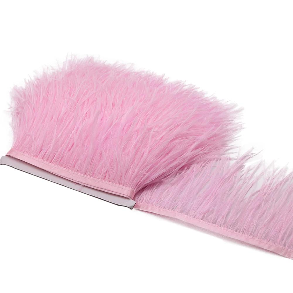1Meter Natural Fluffy Ostrich Feathers Trim 8-10Cm Red Ostrich Plumes Craft Ribbon For Wedding Dress Sewing Clothing Decoration