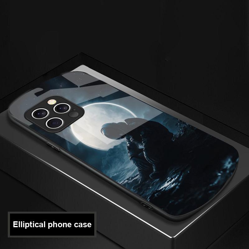 Red Moon Explorer For IPhone 16 Pro Max 15 Pro 14 13 12 Mini 11 XS Max XR 7 8 Plu SE 2022 Elliptical Glass Phone Case