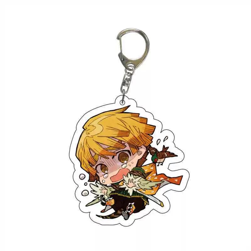 Keychain Pendant Anime Demon Slayer Kimetsu No Yaiba Kamado Tanjirou Double Sided HD Bag Pendant Gift For Fans Cosplay Props Jewelry Gift