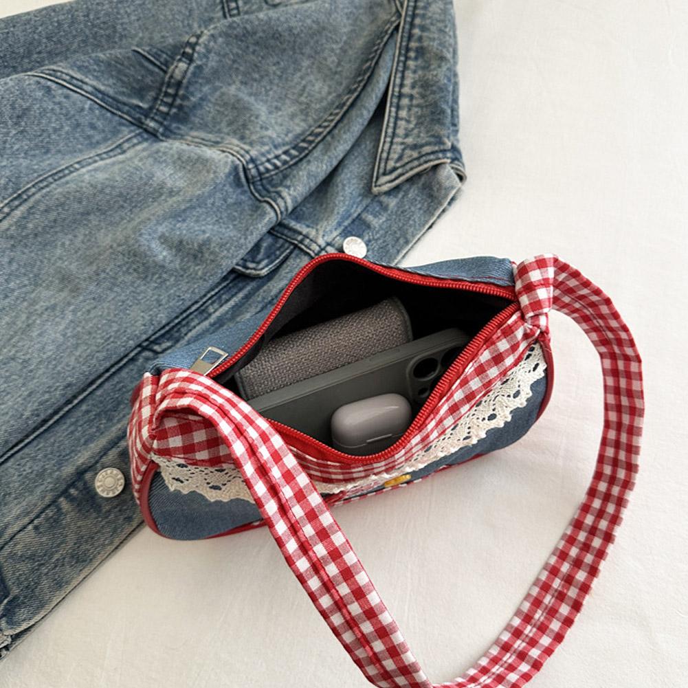 Cute Checkered Handheld Handbag Underarm Bag Sweet Women's Simple And Fresh Fashion Casual Commuting Shopping Shoulder Bag