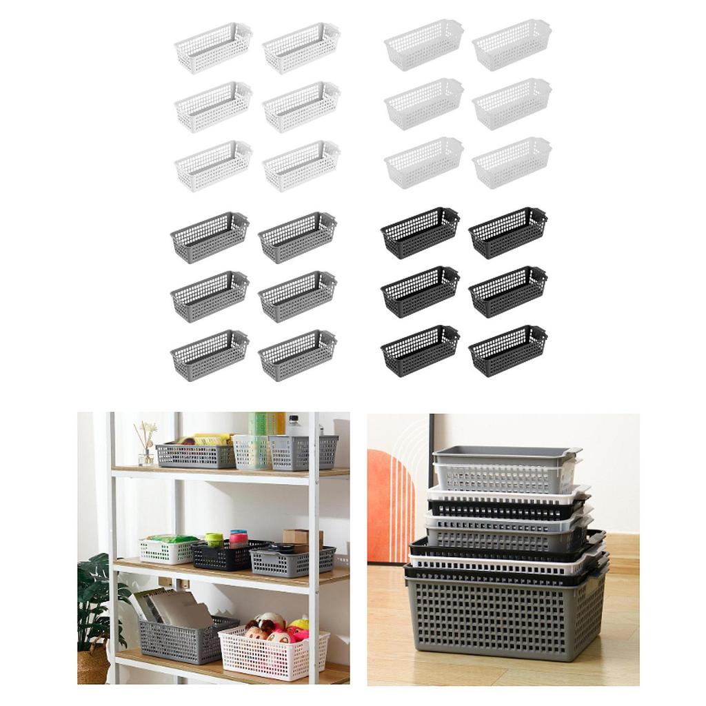 6x Storage Baskets Space Saving Container for Various Sundries Closet Office
