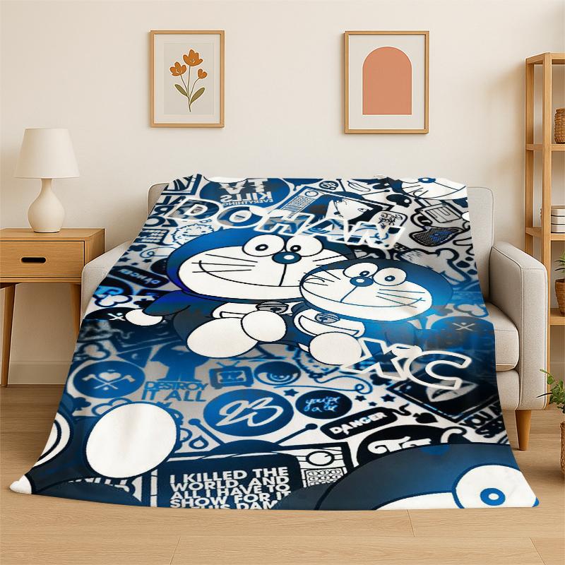 Cartoon D-Doraemon Dream Anime Flannel Blanket Soft Warm Throw Blanket for Bedroom Living Room Bed Travel Camping Picnic Kid