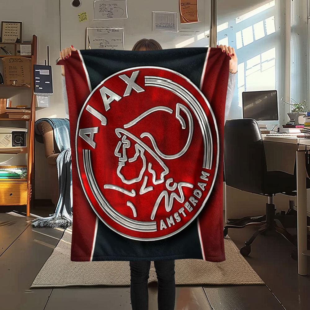 1PC AFC Ajax Patterned Flannel Blanket Suitable For All Seasons for Home Decor Warmth and Comfort Gifts Holiday Present