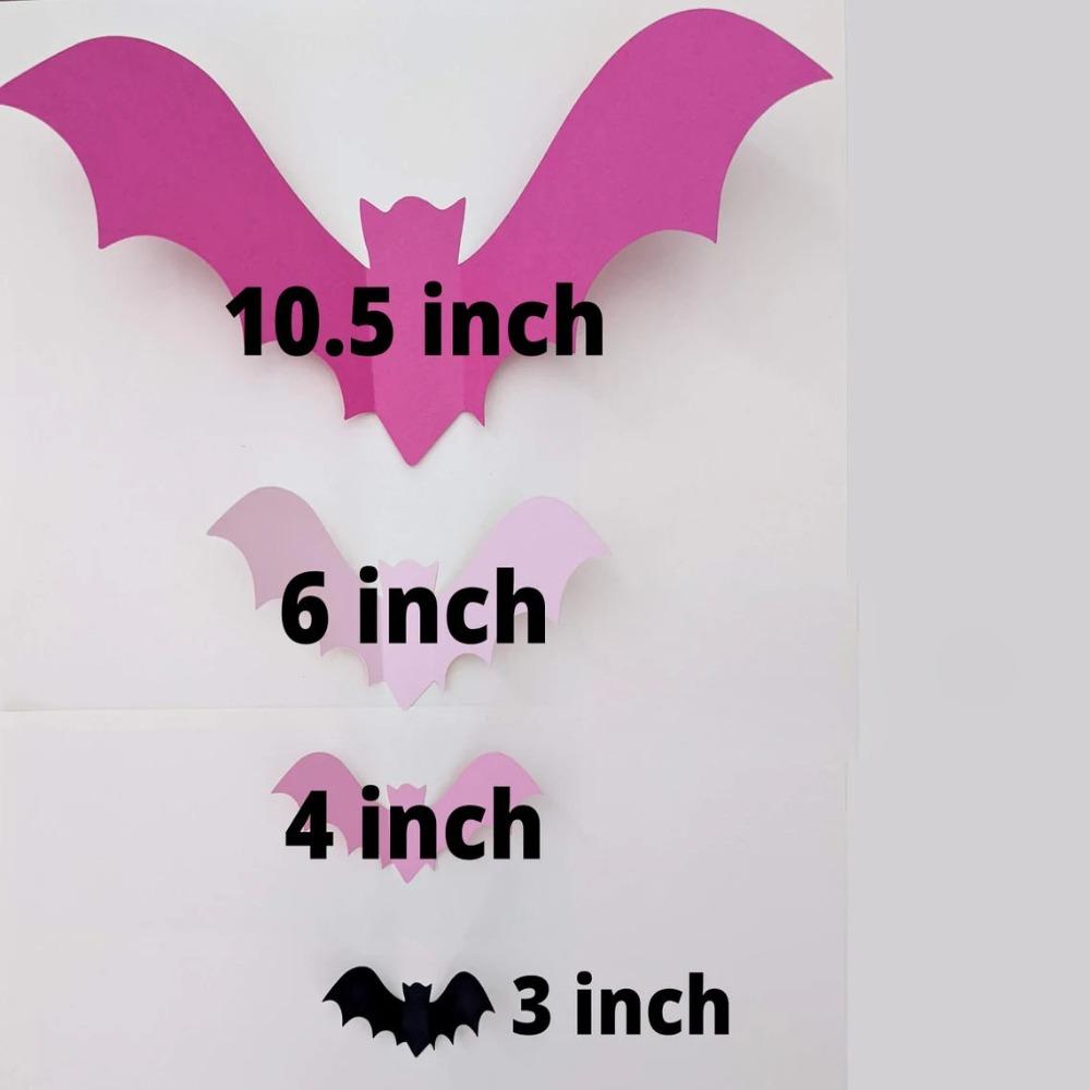32PCS 3D Pink Bats Halloween Window Bat Stickers Wall Decal  Halloween Party Decorations