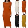 Women's Fashion All- Tight-fitting Round Neck Long-sleeved All- Long Dress
