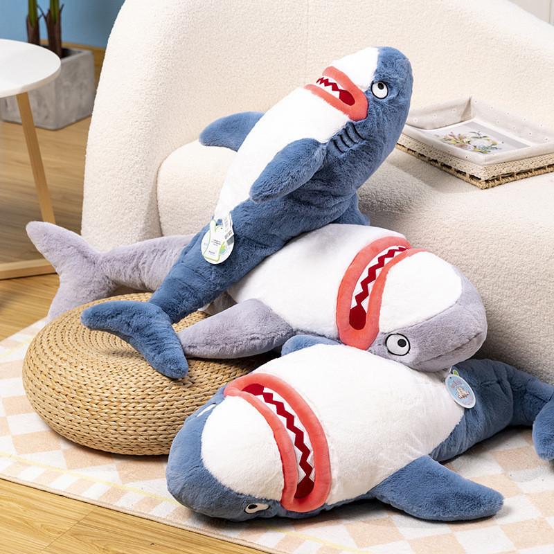 Large Ocean Animal Plush Toy Pillow Wholesale Shark Doll Cross-border Pressure Bed Doll Birthday Gift 85cm