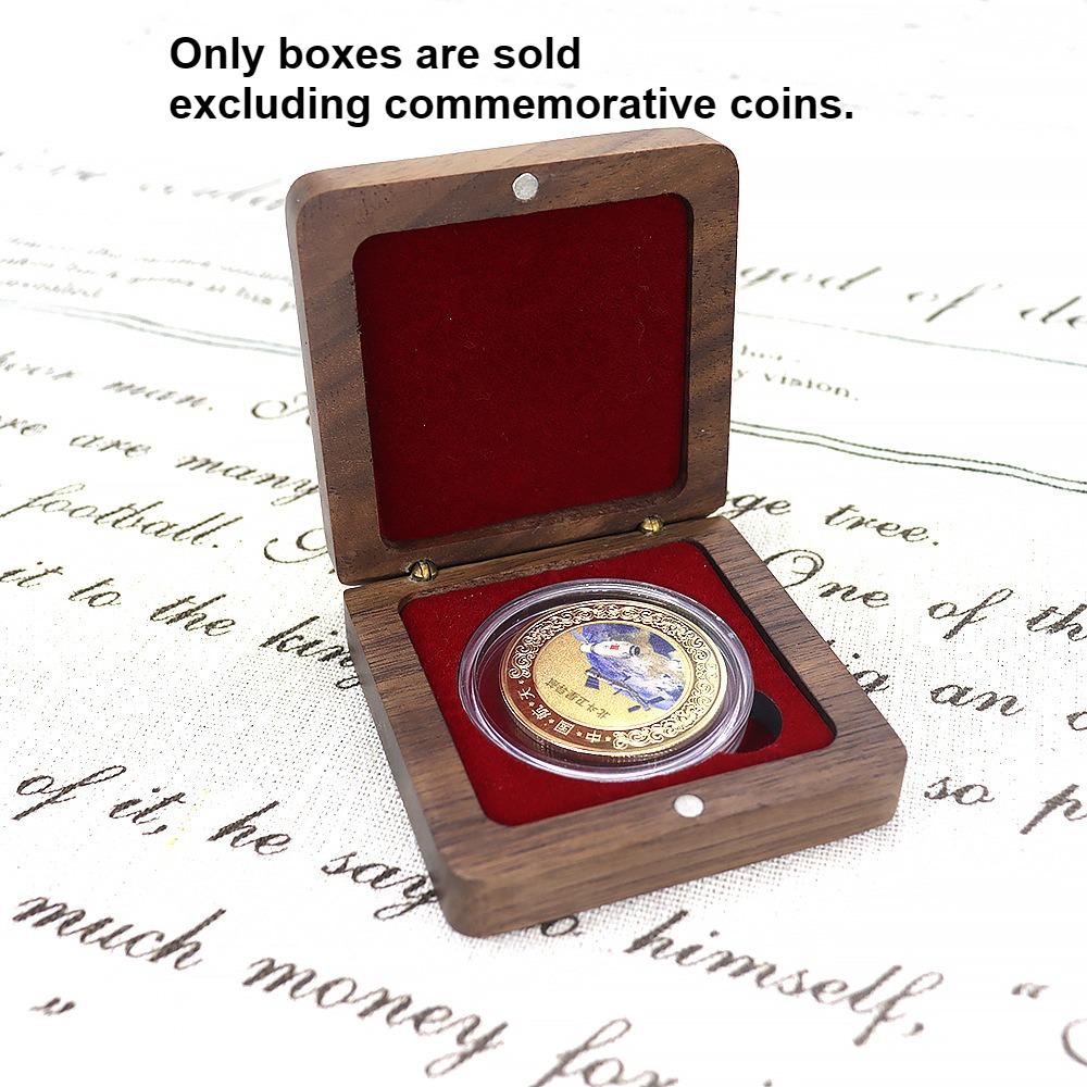 Solid Wood Storage Box for Commemorative Coins Badges Medals Ancient Coins Silver Dollars Collection Gift Packaging Case