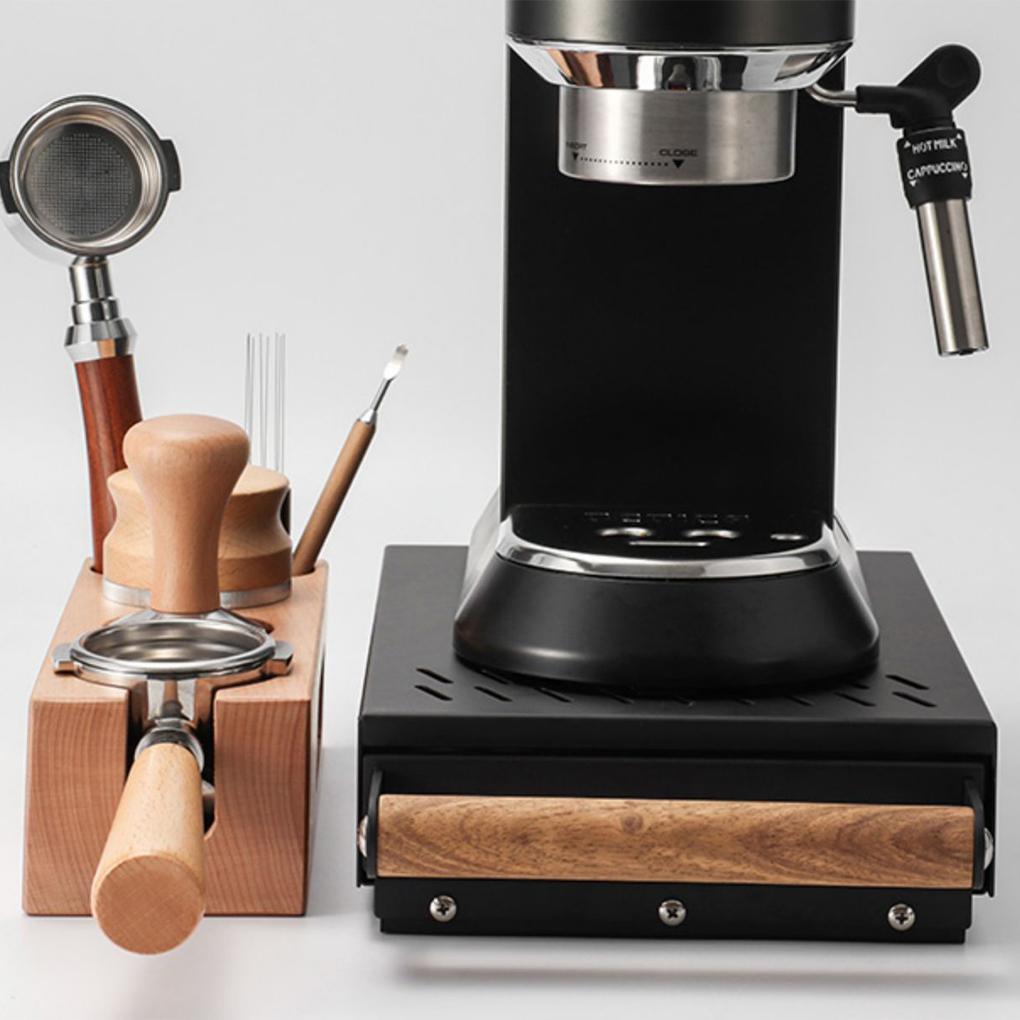 Black Stainless Steel Grounds Box Easy To Clean For Home And Office Barista Bar Grounds Container