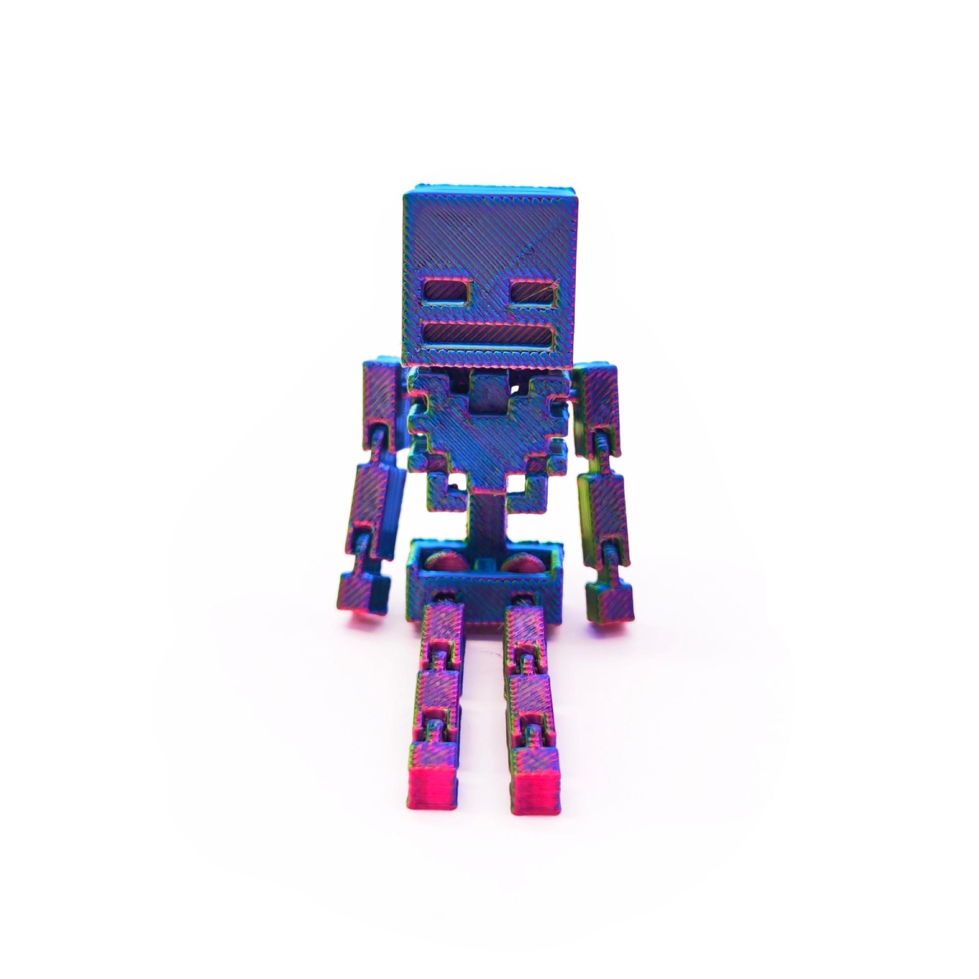 Movable 3D Printed Pixel Robot Joint Minecraft Decompression Toy Ornament цветной
