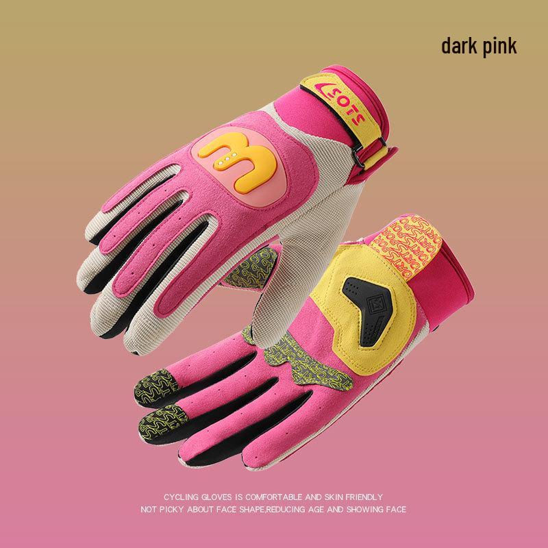 Unisex Retro Touchscreen Full-Finger Motorcycle Gloves - Breathable, Sunscreen, Summer Riding