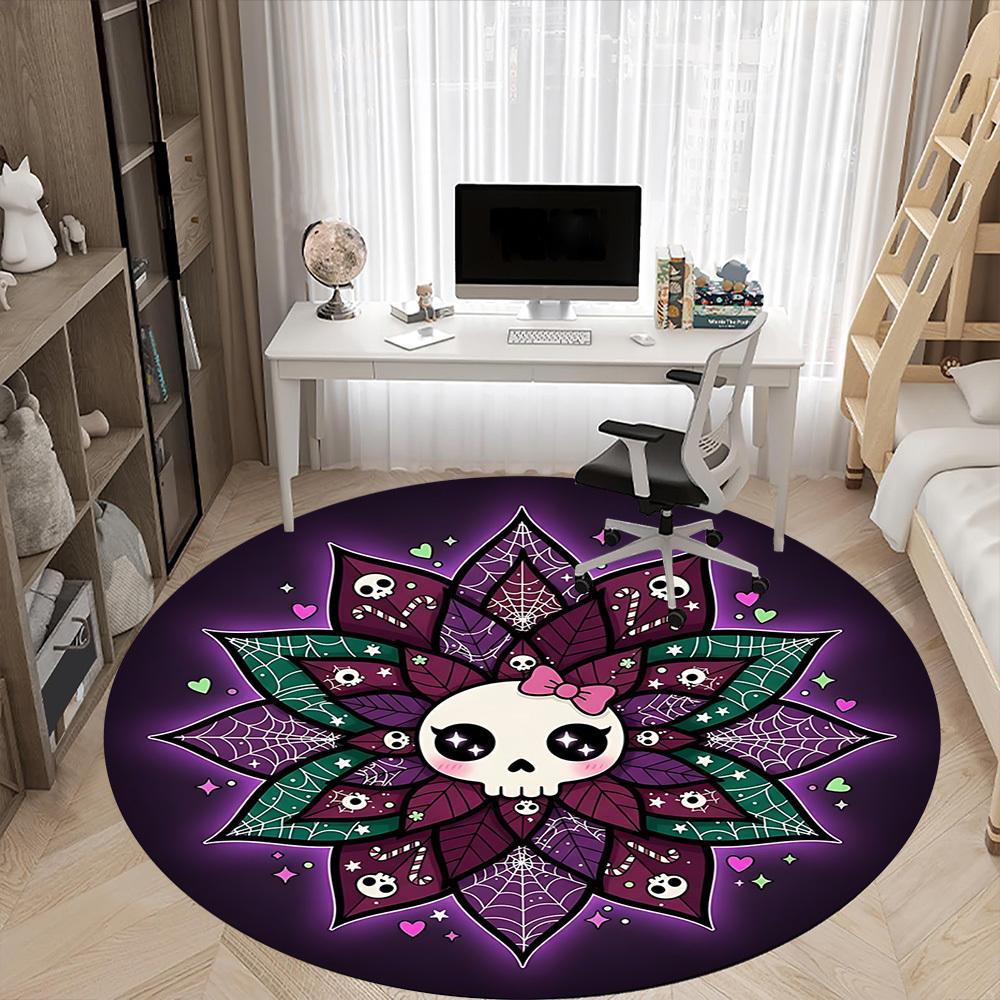 1pc Gothic Mandala Office Round Rug, Non-slip, Soft and Durable Office Rug for Interior Decoration, Perfect for Office,Decoration yy260204028