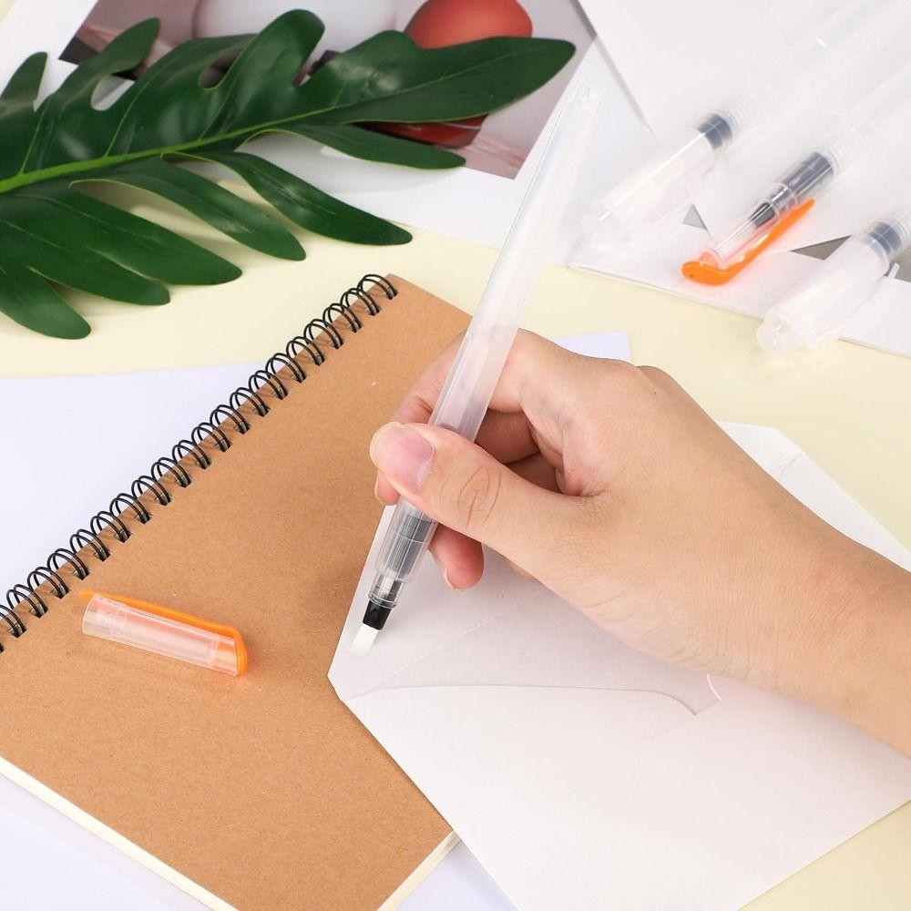 3/6Pcs Water Soluble Colored Watercolor Soft Pen Brush Plastic Refillable Water Pen Nylon Brush Head Painting Art Supplies