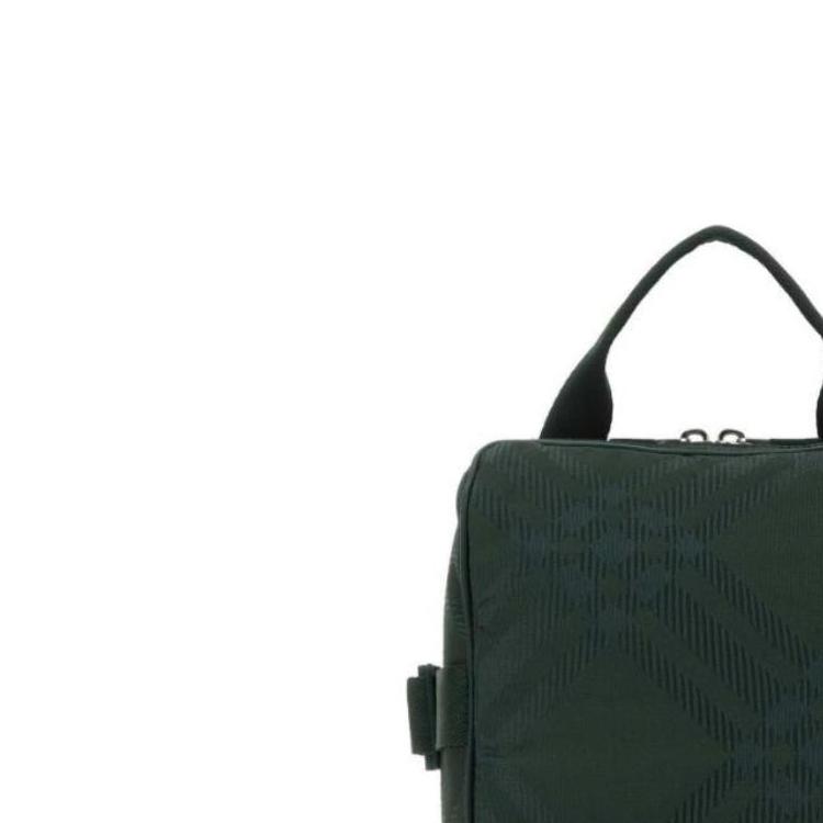 Burberry Check Fabric Travel Tote Bag, Luxury Dark Green Lightweight Duffle Handbag for Men, Business Trip & Gym Use 80834361
