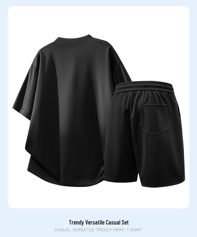2026 Men's Summer Sports Casual Suit: Short Sleeve T-shirt & Five-Point Pants Set