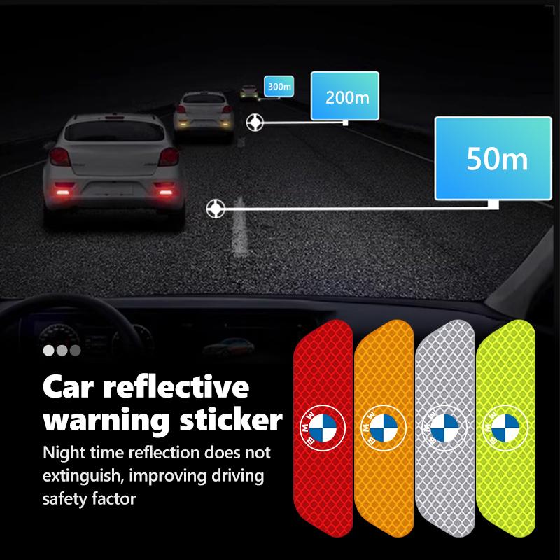 LXZR9 4pcs Car Door Reflective Strip Night Safety Warning Tape Stickers For BMW 1 3 5 7 Series M F01 F20 F10 F13 E52 E53 E60 E93
