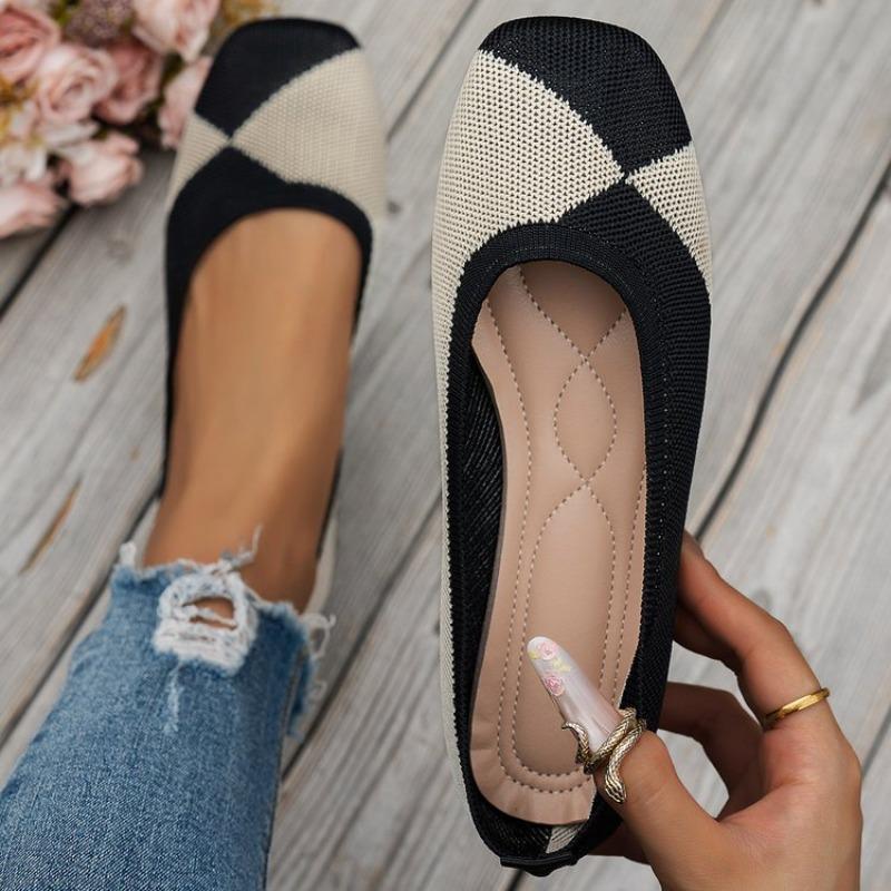 

Fashion New 2025 Women s Flat Shoes Fashion Leisure Comfortable Walking Large Size Pointed Shallow Elastic Knitting Face Versatile 43 грязно-белый