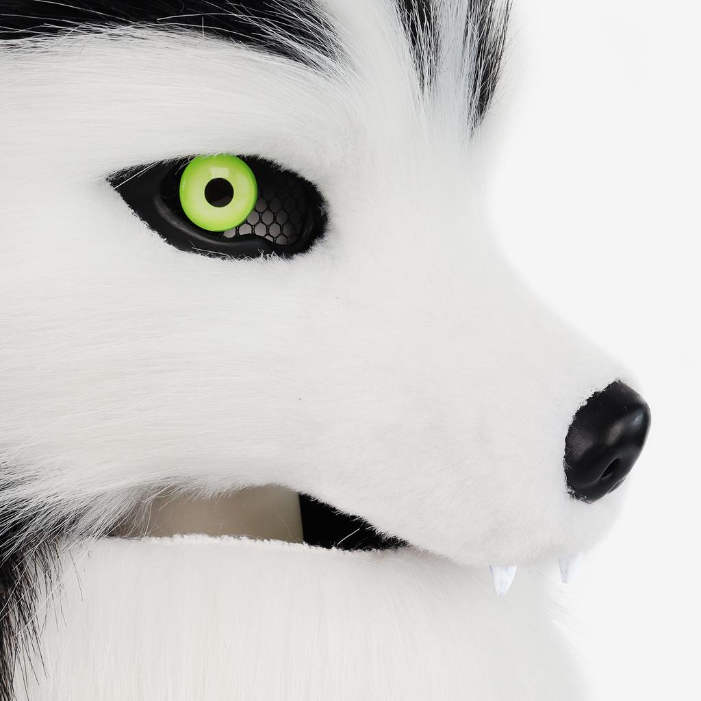 Halloween party simulation plush canine wolf head half face mask Viking medieval costume headgear props
