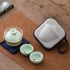 Portable Celadon Travel Teacup Tea Set Small Set Glass Outdoor One Pot Three Cups Ceramic Express Cup Brewing Teapot