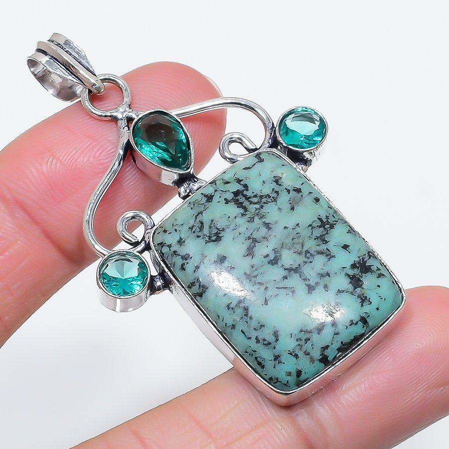 

Натуральная тибетская бирюза, топаз 925 стерлинговое серебро ювелирная подвеска 2,29 r5b07