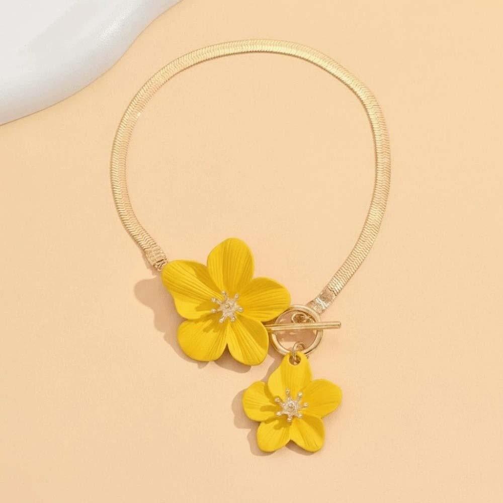 

with OT Buckle Flower Pendant Anklet Golden Beach Jewelry Vintage Oil-Dripped Foot Chain Vacation жёлтый