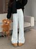 American Spicy Girl Women's Gray Fleece-Lined Bootcut Yoga Pants: Winter Warm, Elastic Waist, Casual Micro Flare.