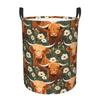 Floral Highland Cows Laundry Hamper Large Storage Basket Girls Boys Toy Organizer