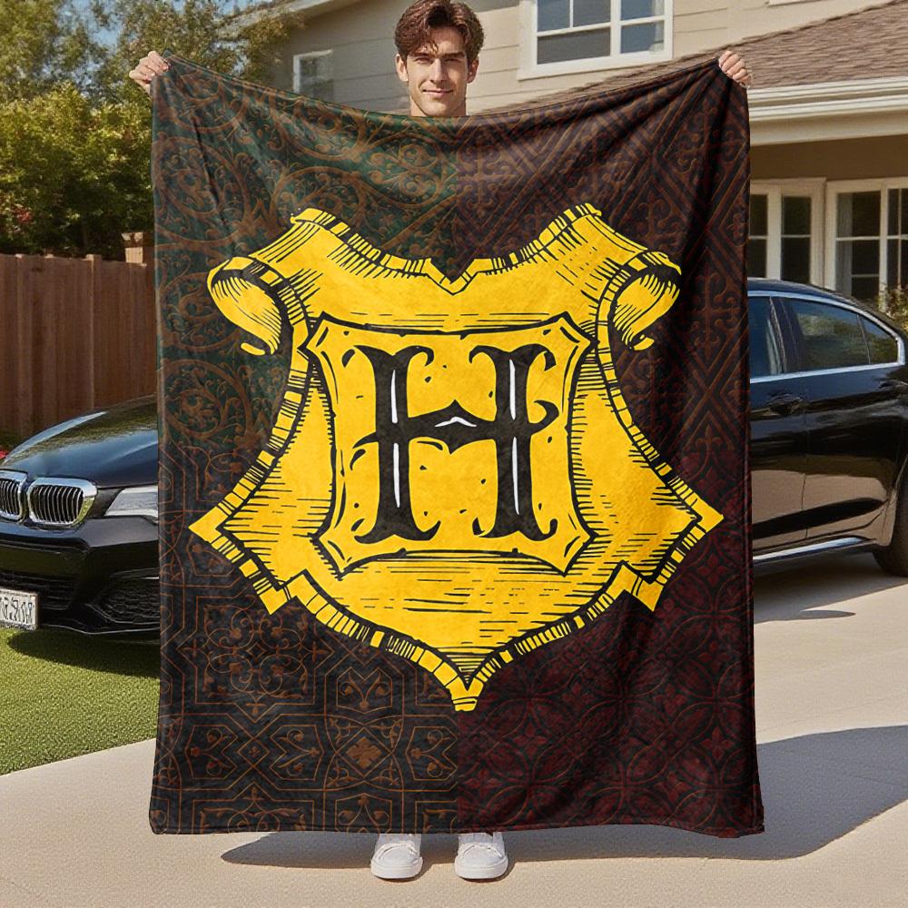 1pc Hufflepuff shield crest Outdoor Flannel Throw Blanket All Season Soft Warmth,Home Decor 1031236