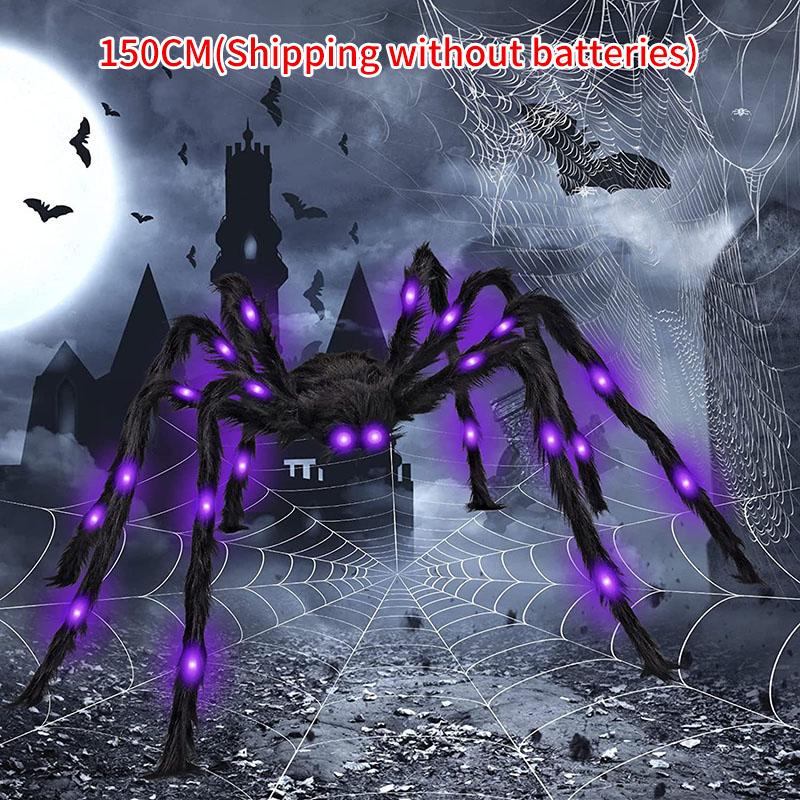 Halloween Big Plush Spider Horror Halloween Decoration Party Prop Outdoor Giant Spider Decor 30-200cm Chamber Prank Black Spider