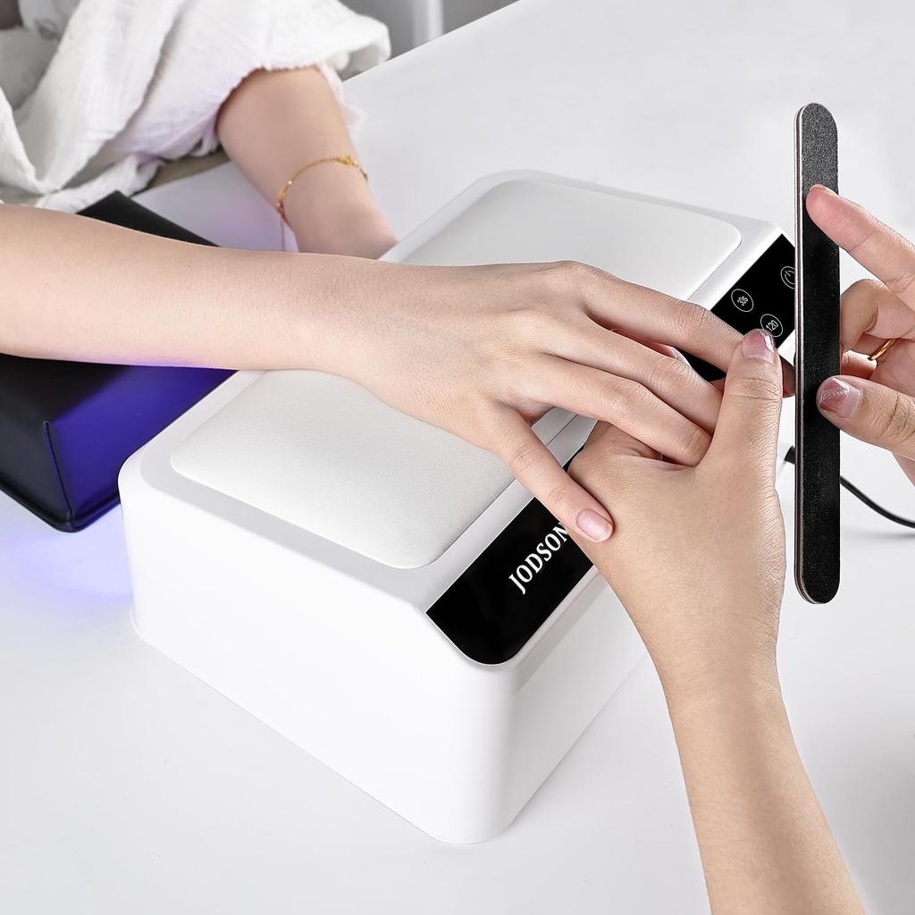 Professional Nail Lamp with Hand Pillow, 4-Timer Smart Touch Screen UV Lamp for Gel Polish, Removable Base, Large Space