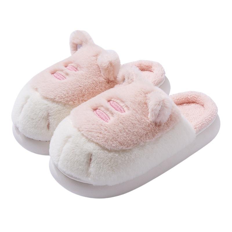 

Cotton slippers women s new winter indoor home non-slip thickened bottom cute fluffy autumn and winter can be worn outside 30-31 [inner length 20cm]