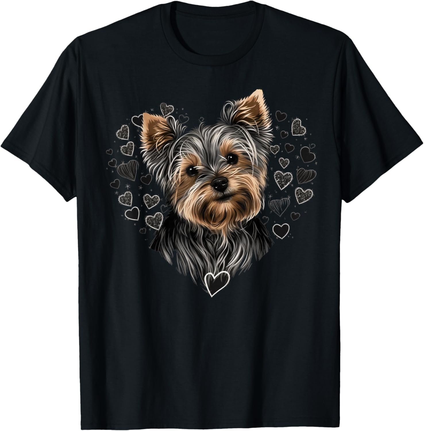 

Yorkshire Terrier Heart Print Graphic Tee Breathable Cotton Casual Daily T-Shirt for Dog Lovers 4XL