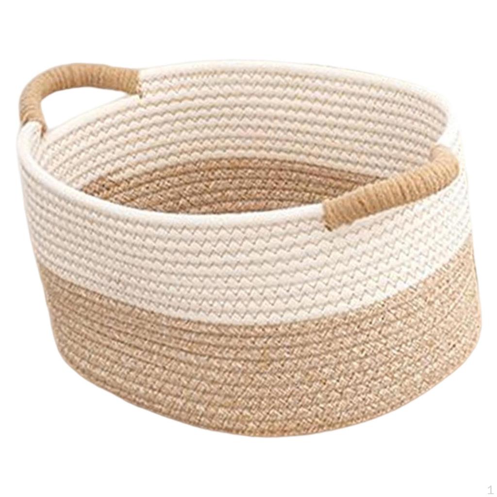 Rope Woven Basket Cat Dog Toy Bin Rectangle Sturdy Storage Large Capacity for Living Room