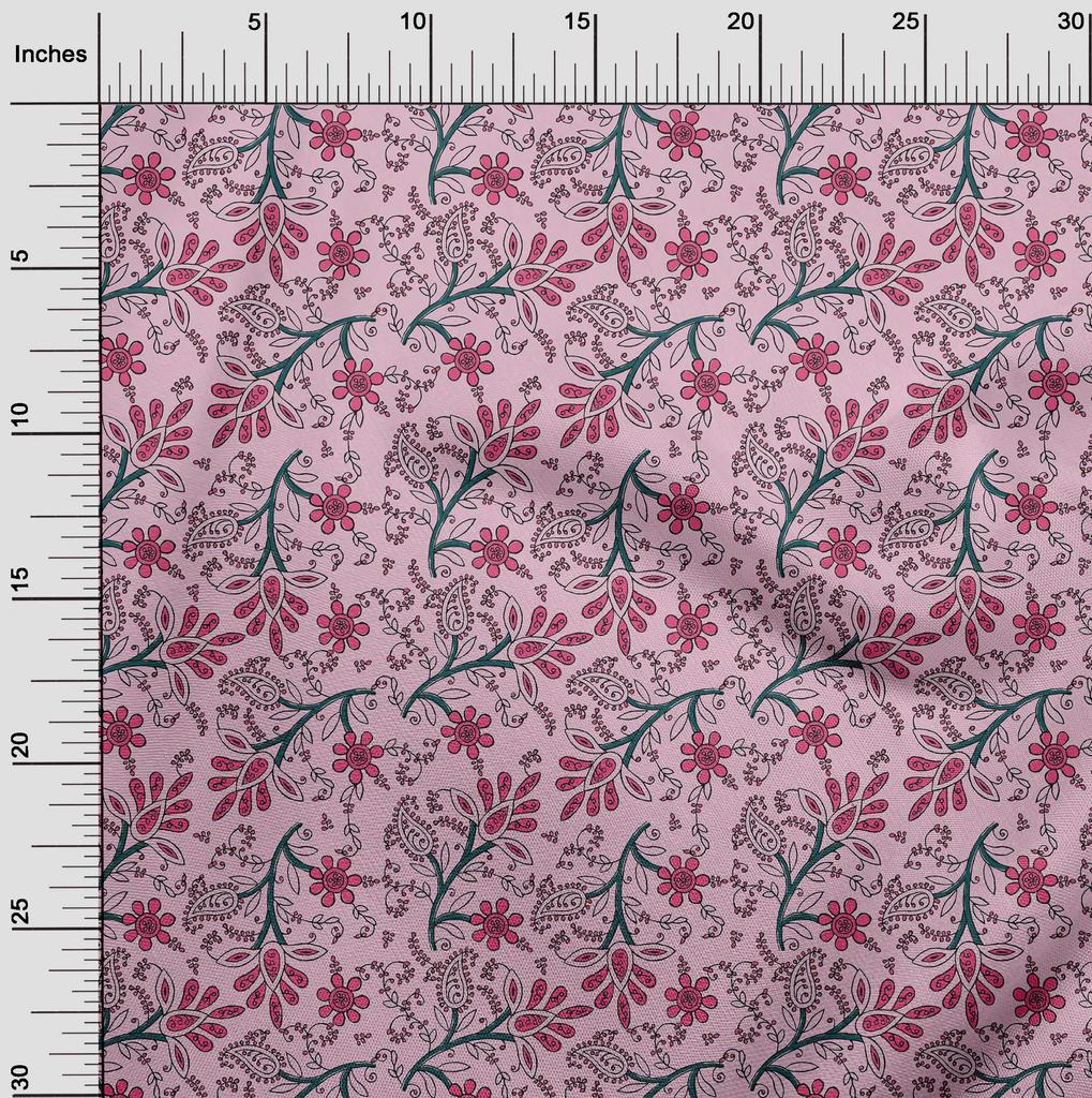 oneOone Bavlna Flex Fabric Listy & Floral Block Print Fabric By Yard 40 Inch