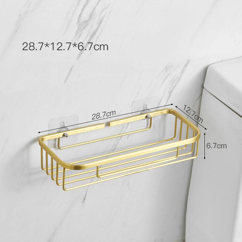 Brushed gold/Black Bathroom Roll Holder Aluminum Wall Mounted Shampoo Rack Toilet Paper Holder Bathroom Storage Basket Shelf