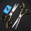 6.0" Gold Hairdressing Scissors: Half-Body Tail Handle, Straight & Thinning Models