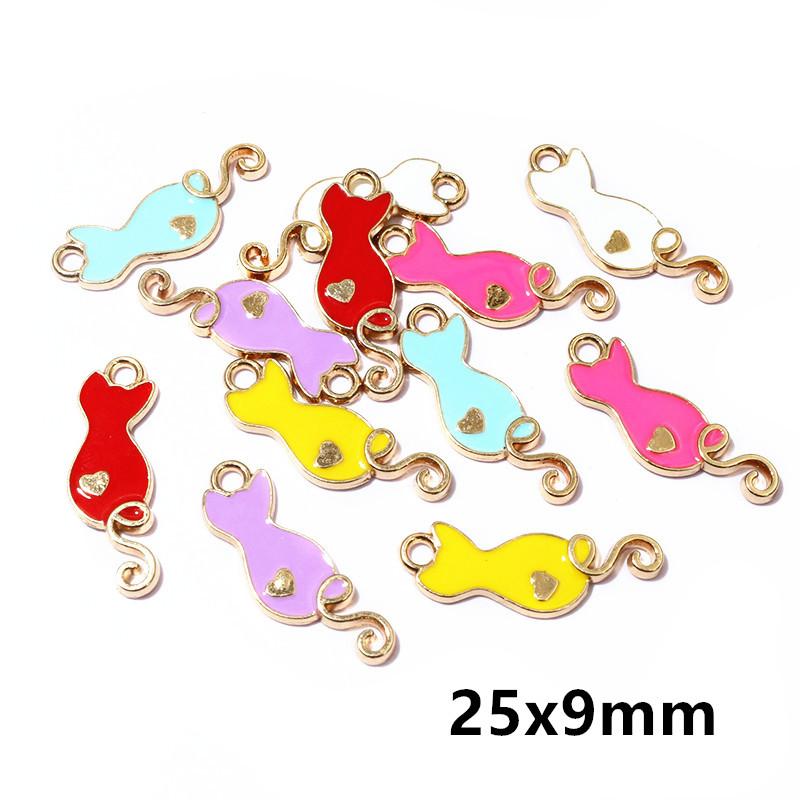 20pcs Random Colors Mix Enamel Bird/Cat/Dog/Bear Cut Animal Charms Pendant Alloy Metal DIY Jewelry Making for Bracelet Necklace