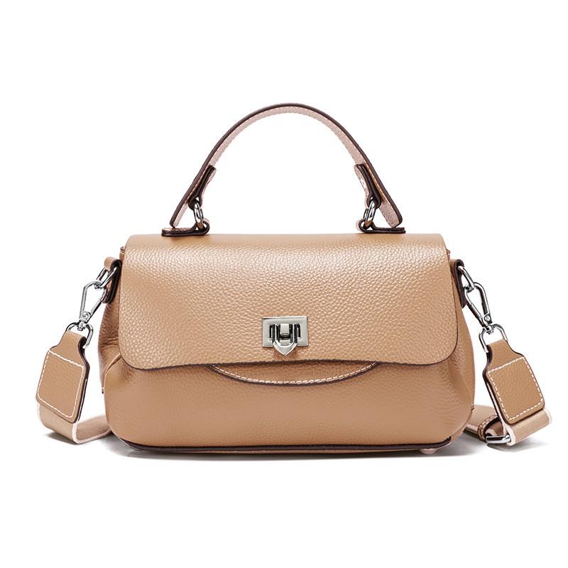 Elegant Womens Top-Grain Leather Crossbody Bag Medium Square Handbag Daily Commute Stylish Shoulder
